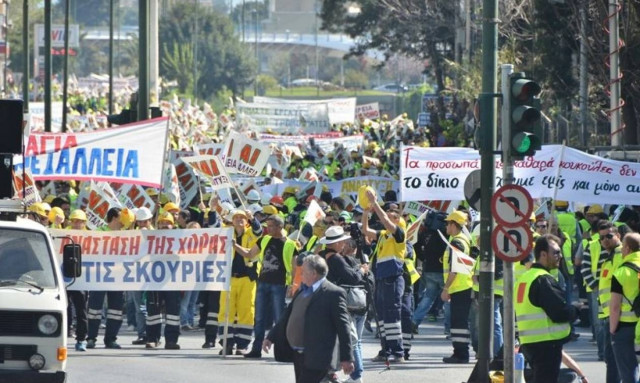 Κλειστή η Λεωφόρος Μεσογείων λόγω συγκέντρωσης μεταλλωρύχων