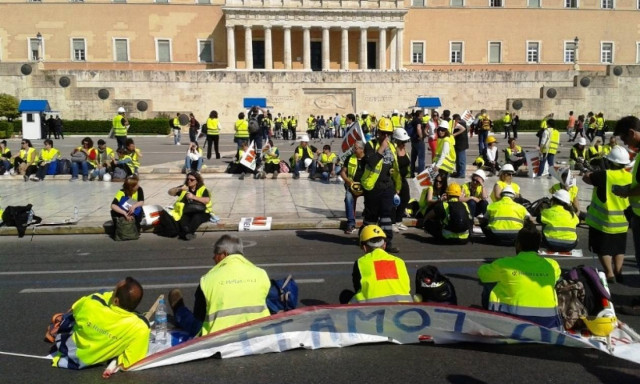 Κλειστή η Βασιλίσσης Σοφίας  λόγω της συγκέντρωσης των μεταλλωρύχων
