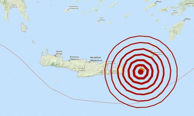 Σεισμός 5,4 Ρίχτερ ανατολικά της Σητείας