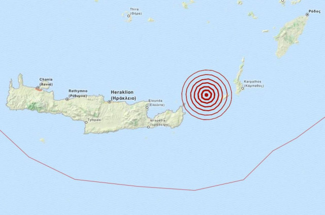 Σεισμός 3,4 Ρίχτερ δυτικά της Κάσου