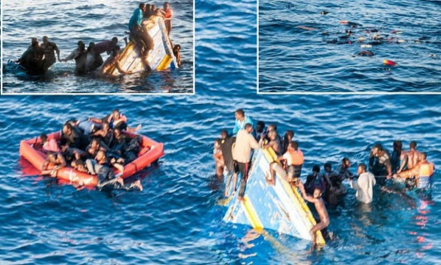 Φωτογραφίες-σοκ: Μετανάστες δίνουν μάχη για τη ζωή τους στη Μεσόγειο