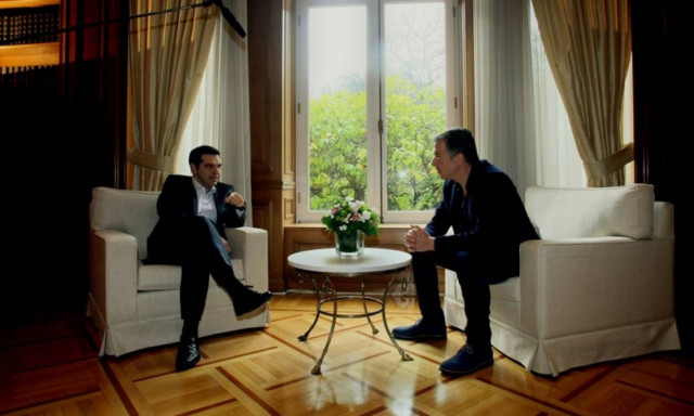 Συνάντηση Αλέξη Τσίπρα – Σταύρου Θεοδωράκη στο Μέγαρο Μαξίμου