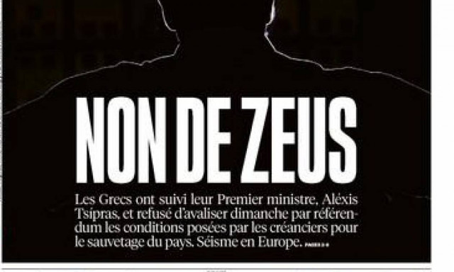 Αποτελέσματα δημοψηφίσματος 2015: Η Ελλάδα στο πρωτοσέλιδο της Liberation - Το «όχι» του Δία (pic)