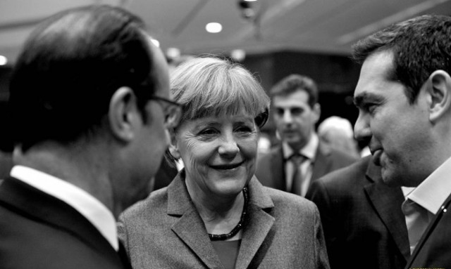 Τelegraph: Η γελοιογραφία με τον Τσίπρα, τη Μέρκελ και τον Ολάντ (photo)