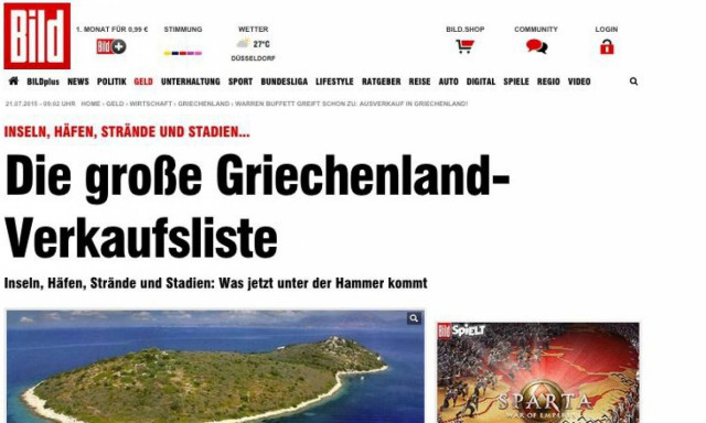 Προκλητικό δημοσίευμα της Bild βγάζει την Ελλάδα στο «σφυρί»