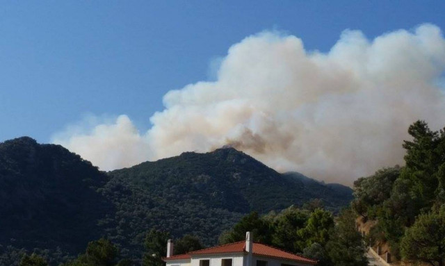 Μαίνεται η πυρκαγιά στην Αγία Μαρίνα της Λέσβου – Επί τόπου ισχυρή δύναμη της Πυροσβεστικής (video)