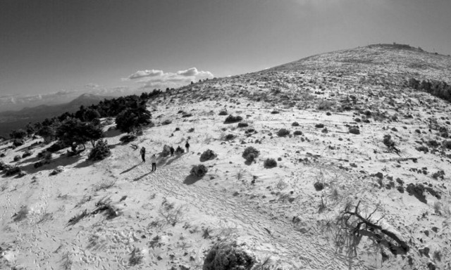 Χιονίζει στην Πάρνηθα - Κλειστή η Λ. Πάρνηθος