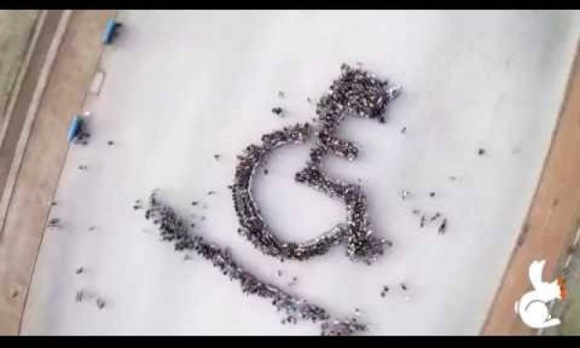 Κομοτηνή: Ένα τεράστιο αναπηρικό αμαξίδιο από σώματα ανθρώπων για καλό σκοπό... (vid)