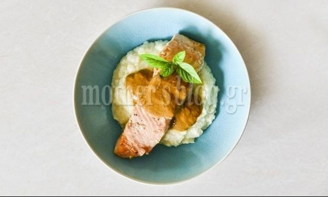 Σολομός με μέλι, λιαστή ντομάτα και πουρέ σελινόριζας από το Γιώργο Γεράρδο