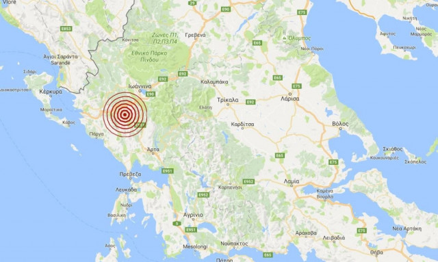 Σεισμός 3,7 Ρίχτερ μεταξύ Πάργας και Ιωαννίνων