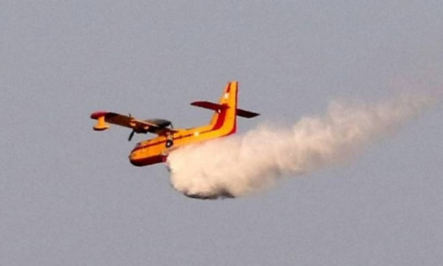 Wildfire in gorge on Evia island