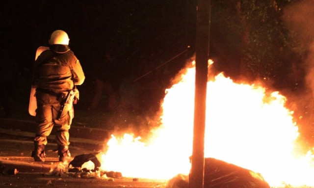Clashes outside the Athens Technical University