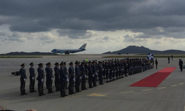 Obama's visit: Air Force One landed at Athens International Airport