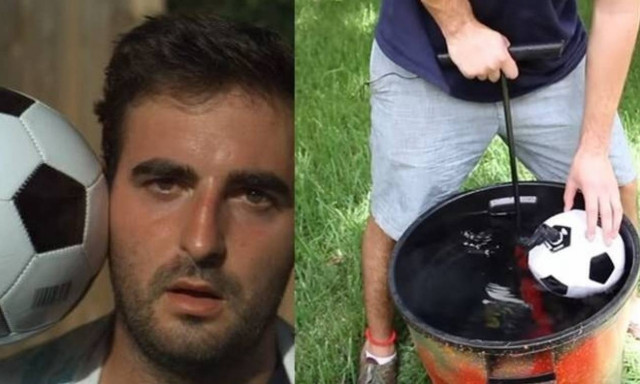 Γέμισε μια μπάλα με νερό και την έριξε με δύναμη στο πρόσωπο του (video)