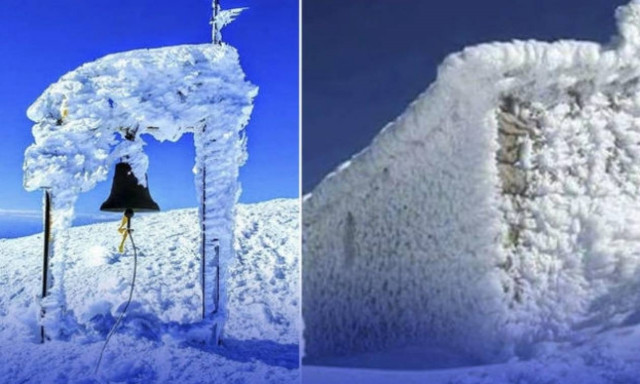 Κρήτη: To εκκλησάκι στην κορυφή του Ψηλορείτη ντύθηκε στα λευκά