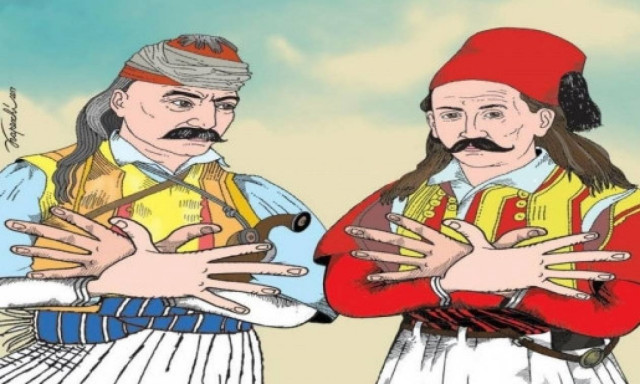 Προκαλούν οι Αλβανοί: Κολοκοτρώνης και Μπότσαρης σχηματίζουν τον αλβανικό αετό (pics)