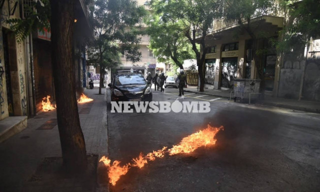 Firebombs lobbed at police in Exarchia, after May Day rallies