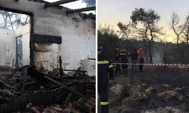 Wildfire in Aghi Theodori under partial control; charred body found in gorge