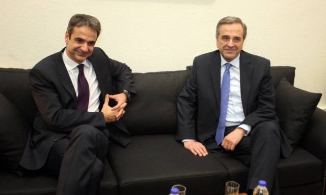 Συνάντηση Μητσοτάκη - Σαμαρά στα γραφεία της ΝΔ