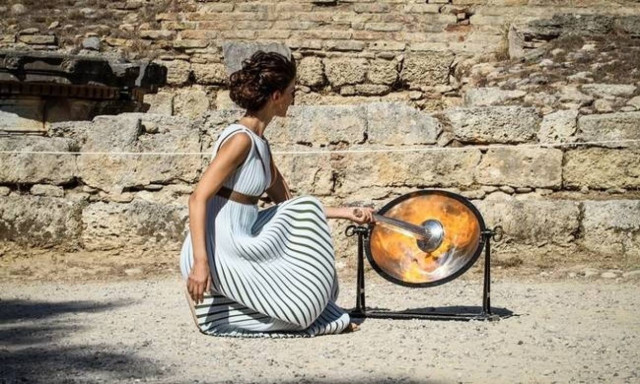 Lightning of Olympic flame for 23rd Winter Olympics started at Ancient Olympia