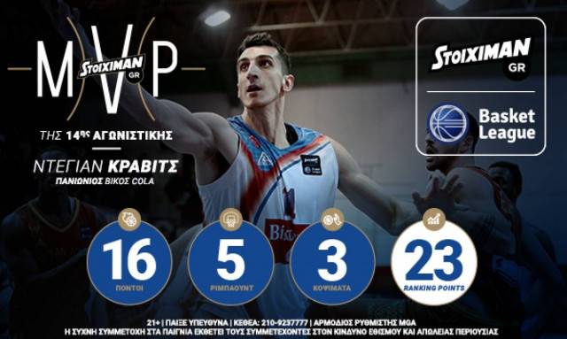 STOIXIMAN.GR: MVP της 14ης αγωνιστικής ο Ντέγιαν Κράβιτς