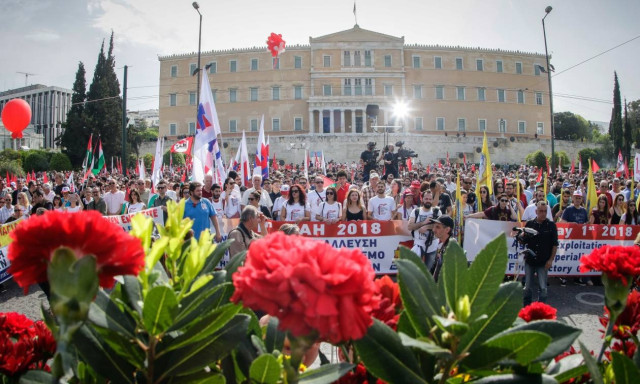 Trade union rally to mark Labour Day anniversary held in central Athens
