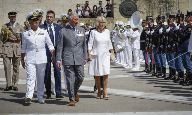 Prince Charles and Camilla arrive in Athens