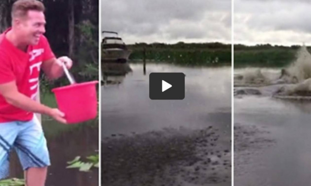 Έριξε έναν κουβά νερό στη λίμνη - Αυτό που ακολούθησε είναι τρομακτικό (vid)