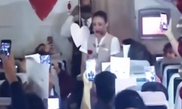 Δεν ξανάγινε! Επική πρόταση γάμου σε αεροσυνοδό εν πτήσει (vid)