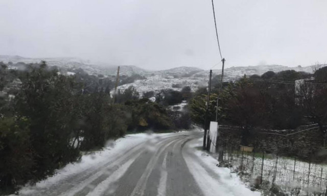 Καιρός: Δείτε την Άνδρο χιονισμένη (pics)