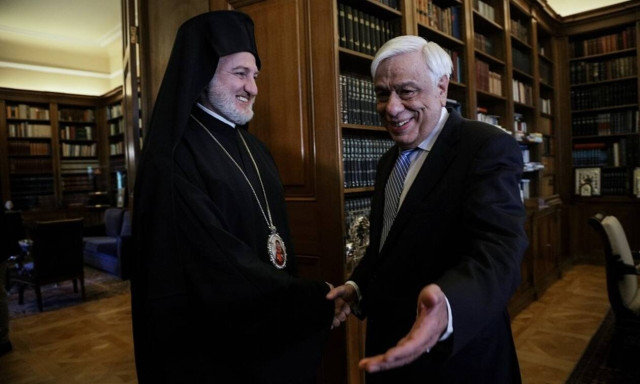President Pavlopoulos meets Archbishop of America, Elpidophoros