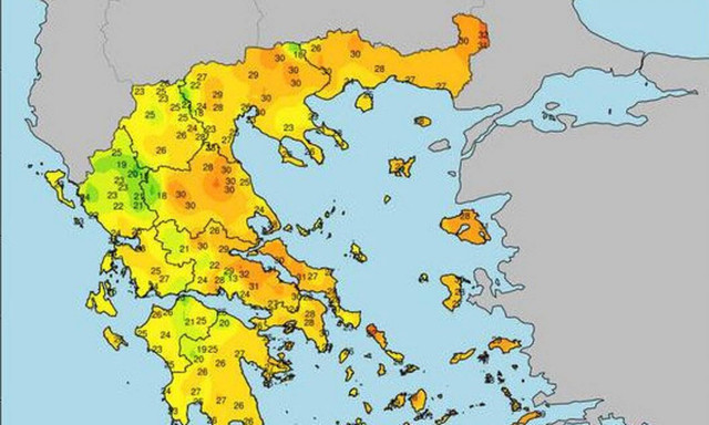 Καιρός: Σε ποιες πόλεις άγγιξε τους 33 βαθμούς ο υδράργυρος