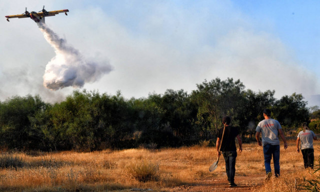 Μάχη με τις φλόγες στο Λουτράκι: Συνεχείς αναζωπυρώσεις και θυελλώδεις άνεμοι