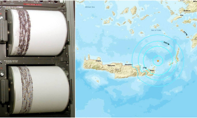 5.3 Richter earthquake near Kassos and Crete