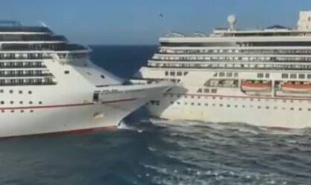 Βίντεο που κόβει την ανάσα: Σύγκρουση κρουαζιερόπλοιων στο Μεξικό