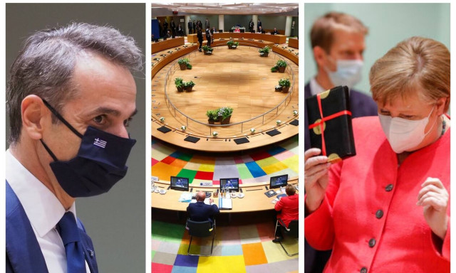 Σύνοδος Κορυφής με κορονοϊό: Η μάσκα του Μητσοτάκη και το δώρο της Μέρκελ (pics)