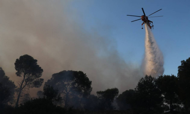 Μυτιλήνη: Σε ύφεση η φωτιά μεταξύ Πέτρας και Μολύβου (pics)