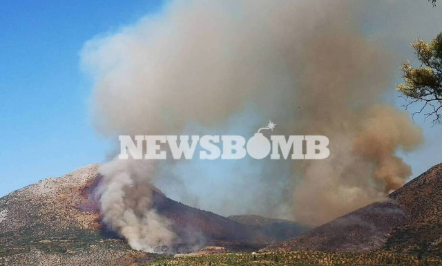 Υπό μερικό έλεγχο η φωτιά στις Μυκήνες