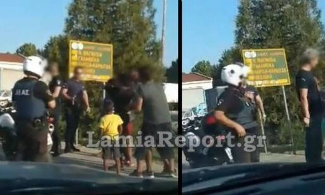 Λαμία: Ρομά επιτέθηκε σε αστυνομικό σε φανάρι (video)