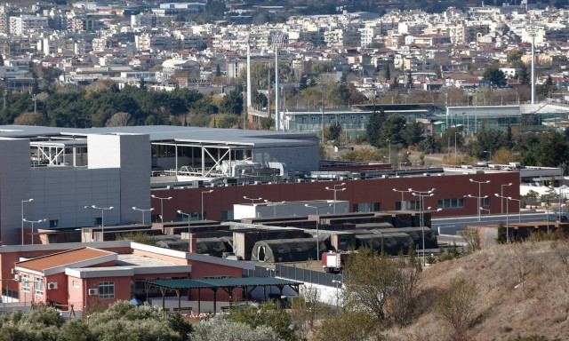 Mobile emergency medical unit in the courtyard of the 424 General Military Hospital in Thessaloniki