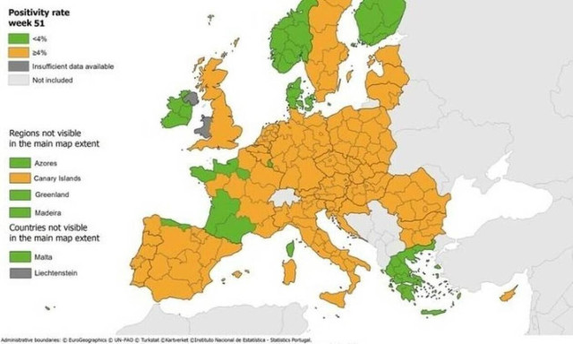 Greece marked green in ECDC maps for COVID-19