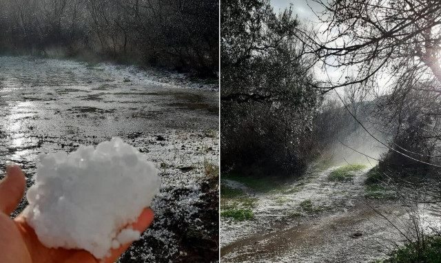 Καιρός: Χαλάζι έπεσε στη Χαλκιδική (video)