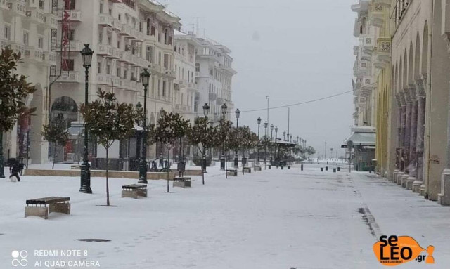Κακοκαιρία «Μήδεια»: «Ξύπνησε» στα λευκά η Θεσσαλονίκη - Χιόνι και στην πλατεία Αριστοτέλους