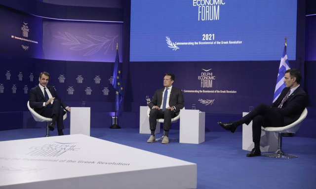 Οικονομικό Φόρουμ Δελφών: Πράσινο Πιστοποιητικό και Ταμείο Ανάκαμψης στη συζήτηση Μητσοτάκη-Σάντσεθ