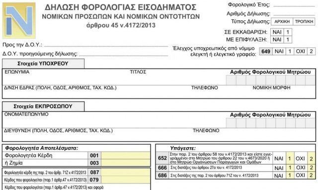 Οι αλλαγές στη δήλωση φορολογίας εισοδήματος νομικών προσώπων για το 2020