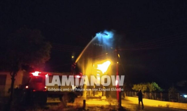 Λαμία: Η βροχή βραχυκλύκλωσε κολόνα της ΔΕΗ - Απανθρακωθηκαν πελαργοί (vid)