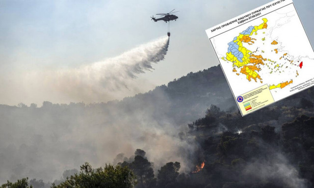 Χάρτης Ελλάδος -  Κίνδυνος φωτιάς