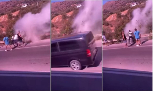 Κρήτη: Οδηγός και επιβάτες κατέβηκαν από το λεωφορείο για να σβήσουν τη φωτιά!