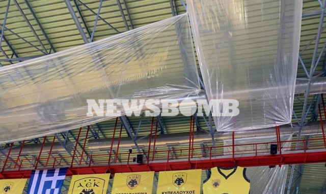 ΑΕΚ: Μουσαμάδες στην οροφή του κλειστού στα Άνω Λιόσια – «Δεν έχουμε λάβει κανένα κονδύλι!» (photos)