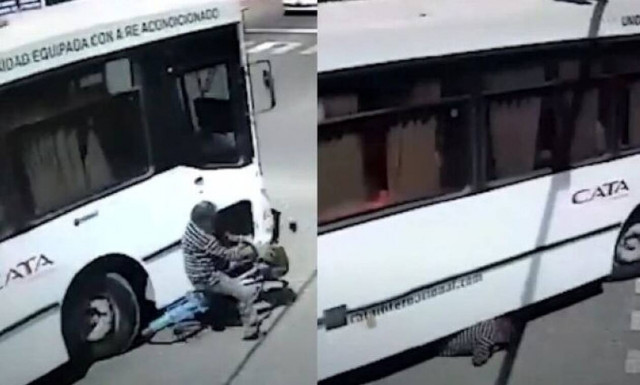 Το θαύμα του Σαν Κάρλος: Λεωφορείο έβαλε κάτω από τις ρόδες του ποδηλάτη και σώθηκε